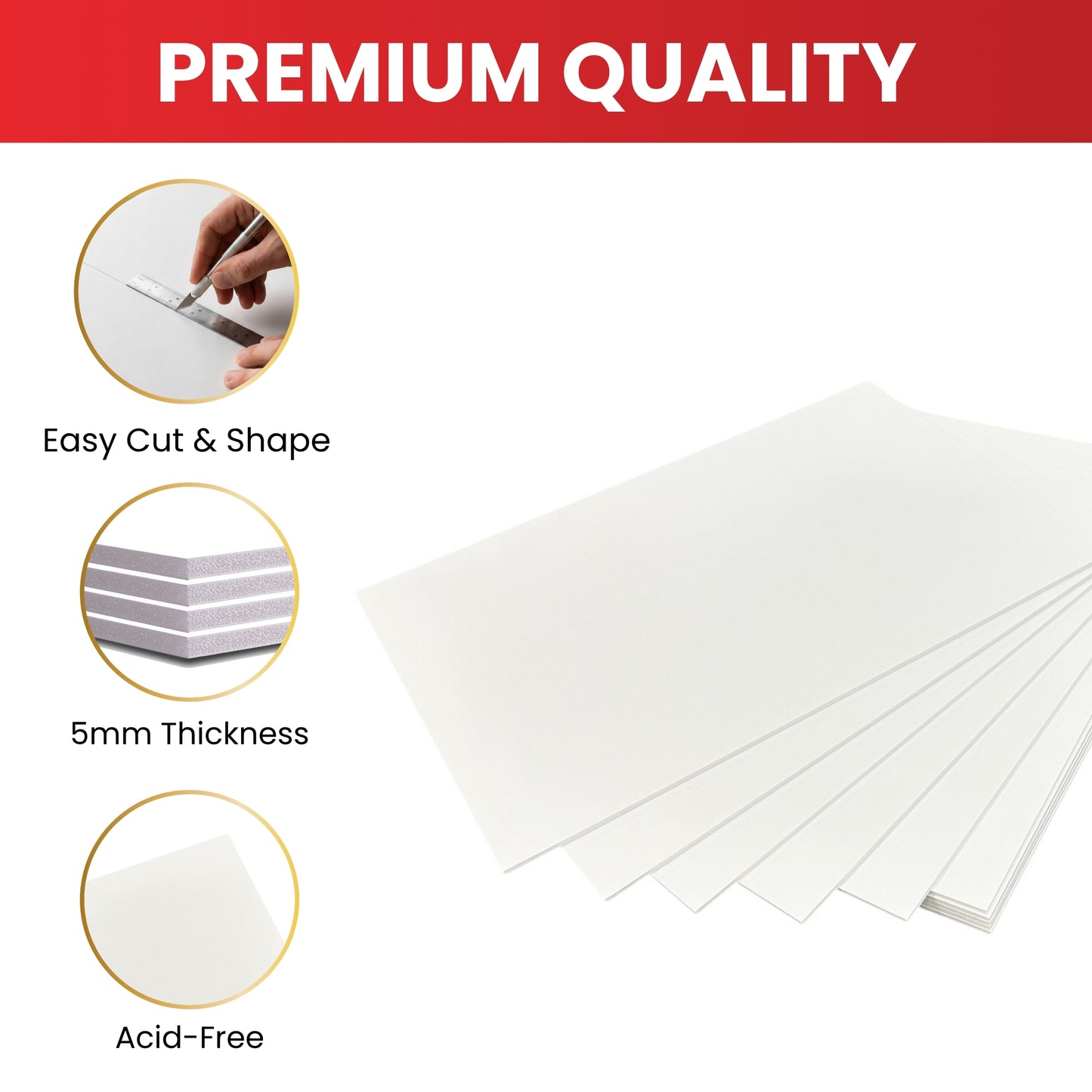 Pack of 10 A1 5mm Self Adhesive White Foam Boards – 594 x 841mm