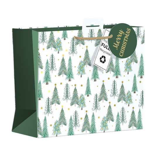 Pack of 6 Nordic Noel Trees Design Medium Christmas Gift Bags