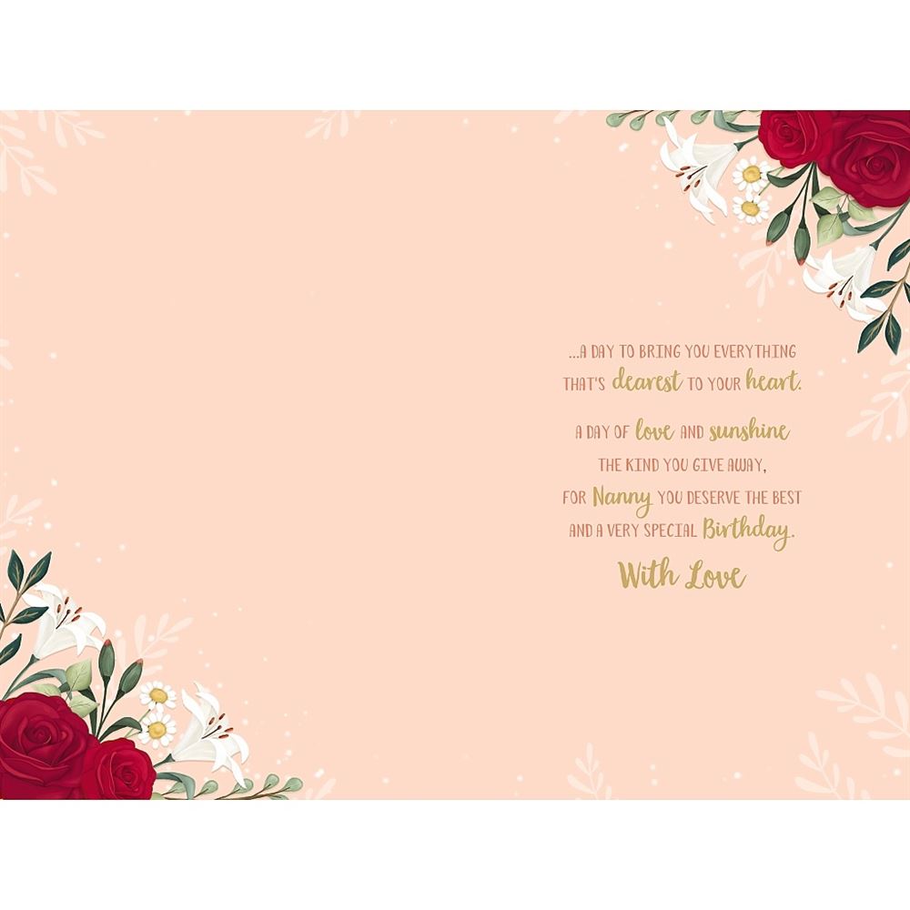 Red Roses Nanny Birthday Card