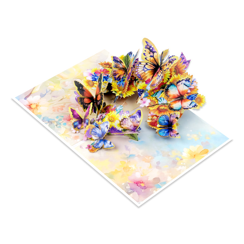 Wings of Sunshine Floral Butterfly 3D Pop Up Greeting Card