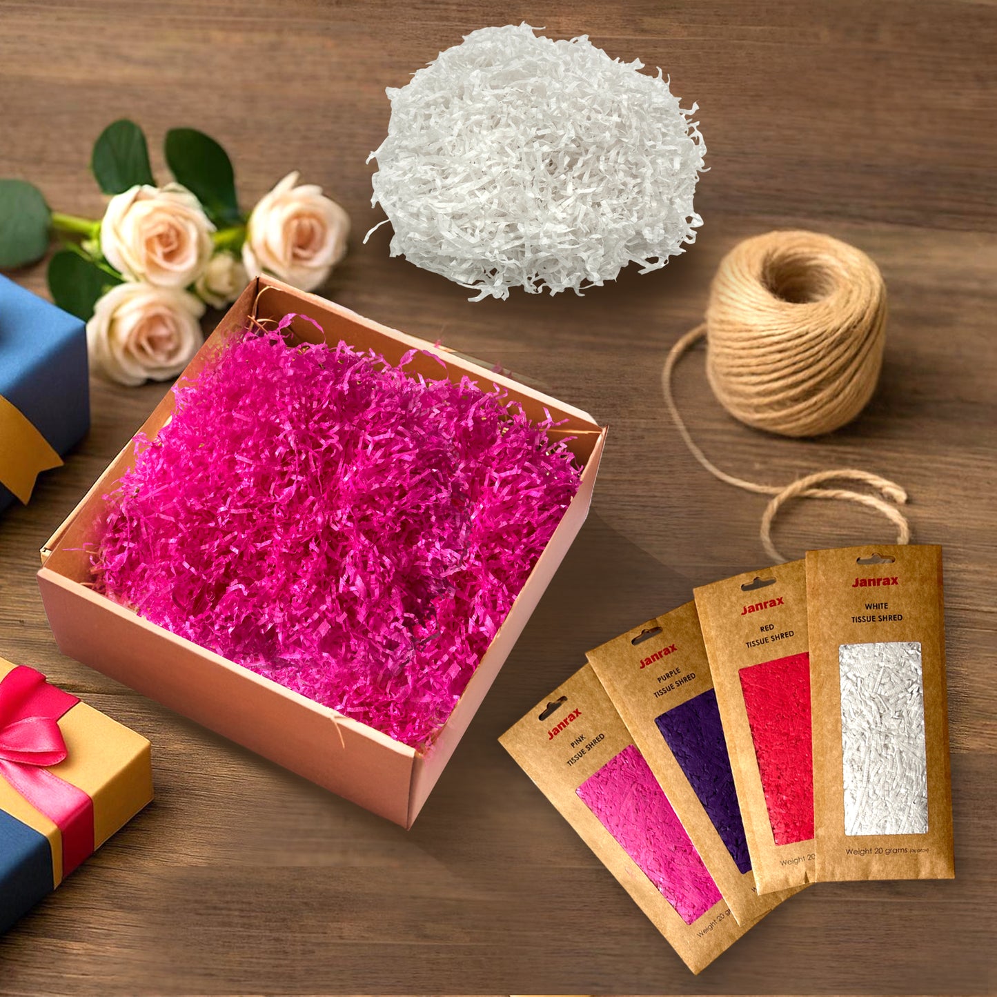 12 Packs of Red Tissue Shred 20g - Total 240g