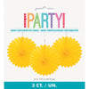 Pack of 3 Sunflower Yellow Solid 6" Tissue Paper Fans
