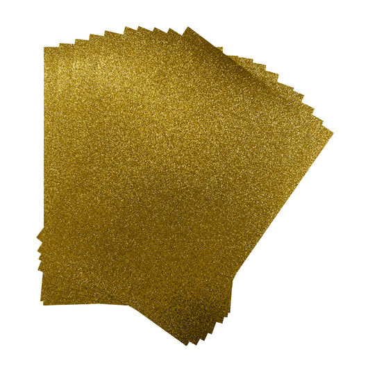 Pack of 10 A4 Gold Coloured Glitter Card 230gsm Sheets