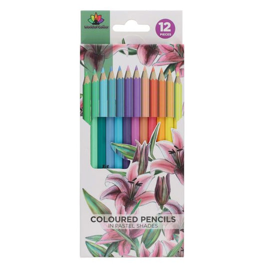 Pack of 12 Pastel Shades Colour Pencils by World of Colour