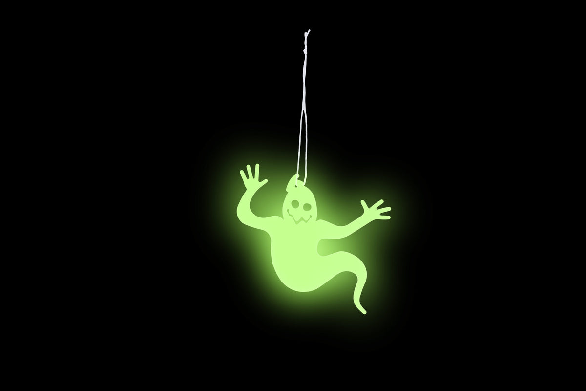 Pack of 18 Glow in the Dark Hanging Ghosts - Haunted House Halloween Decoration Trick or Treat Party Bag Fillers