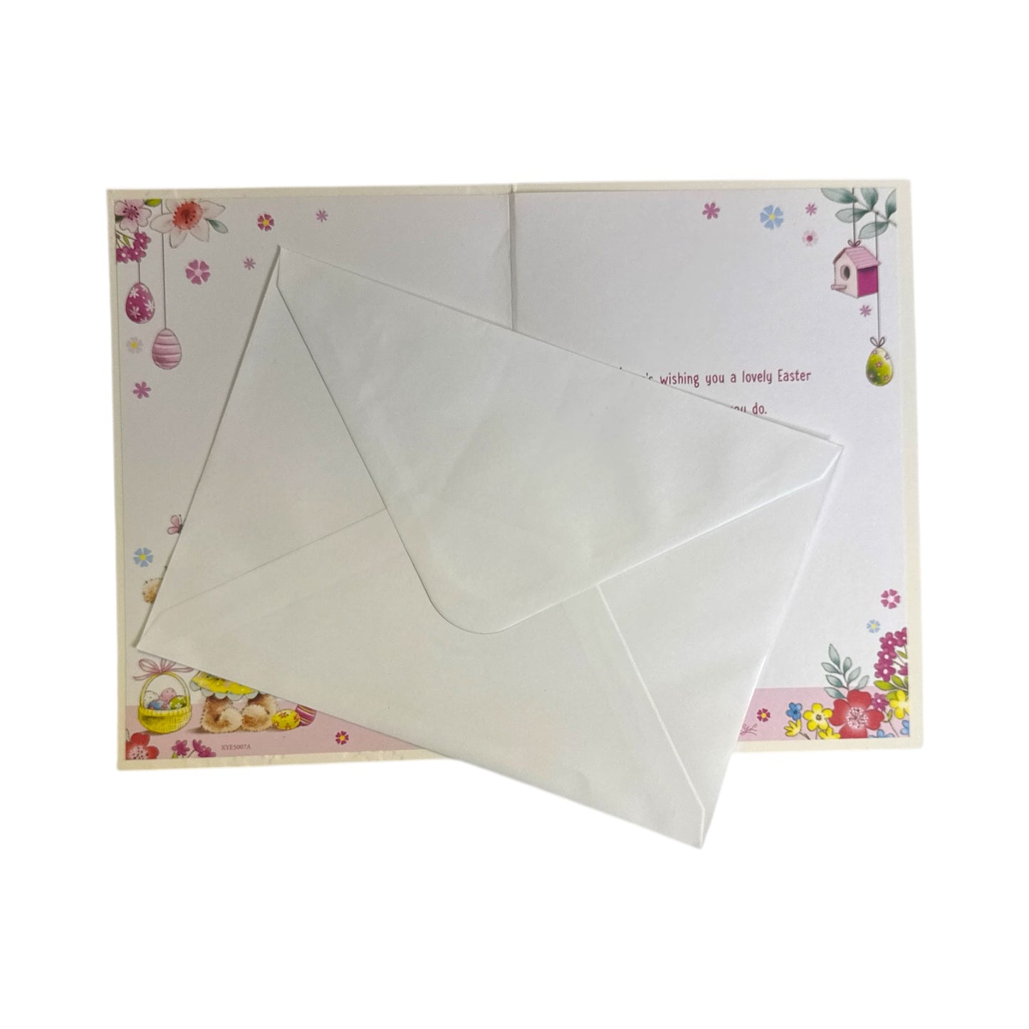 Teddy With Spring Flowers Design Open Easter Card