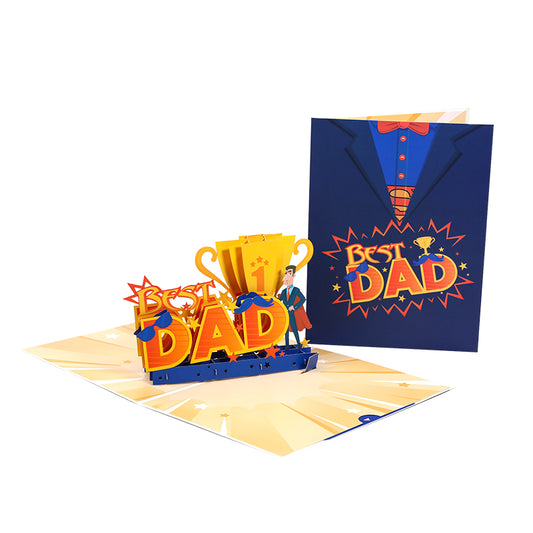 Best Dad Trophy 3D Pop Up Father's Day Card - Dad Birthday 