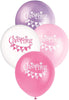 Pack of 8 Pink Bunting Christening 12" Latex Balloons