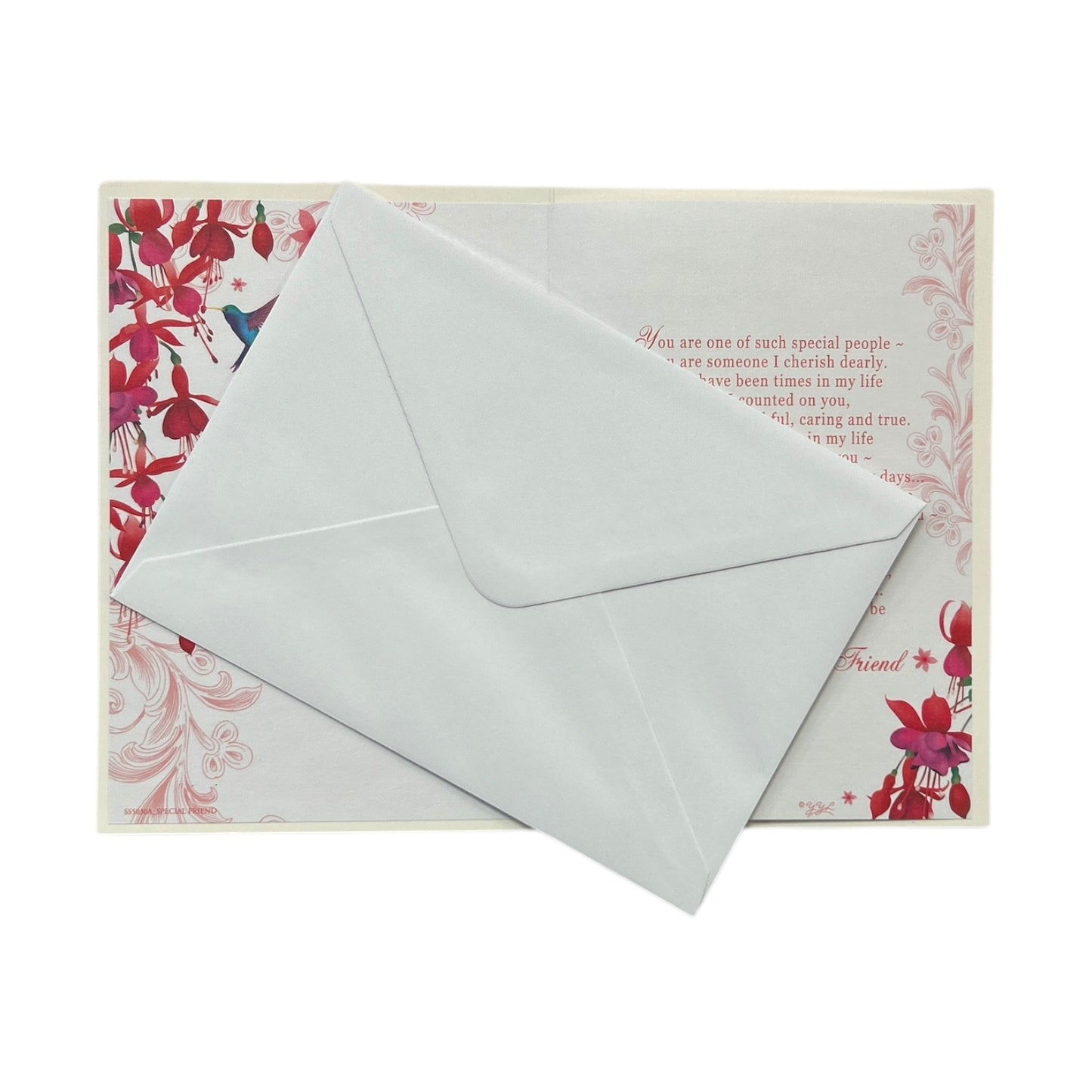 Special Friend Bird And Red Flower Design Greeting Card