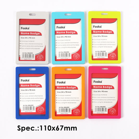 Pack of 12 Assorted Colour Name Badge Holders - 54x90mm
