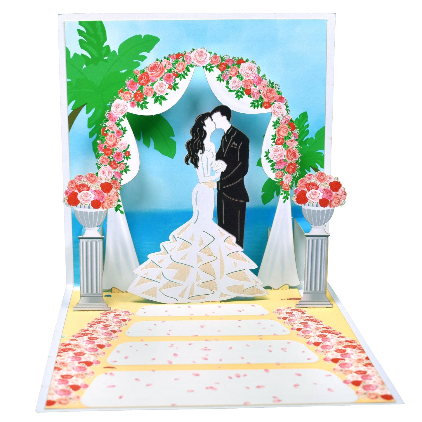 Bride and Groom Under Floral Archway 3D Pop Up Wedding Card