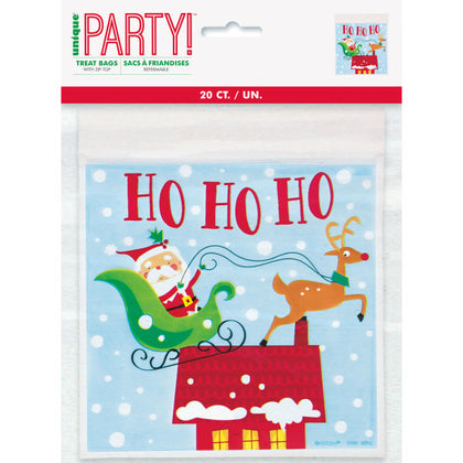 Pack of 20 Zip-Top Colorful Santa Christmas Treat Bags