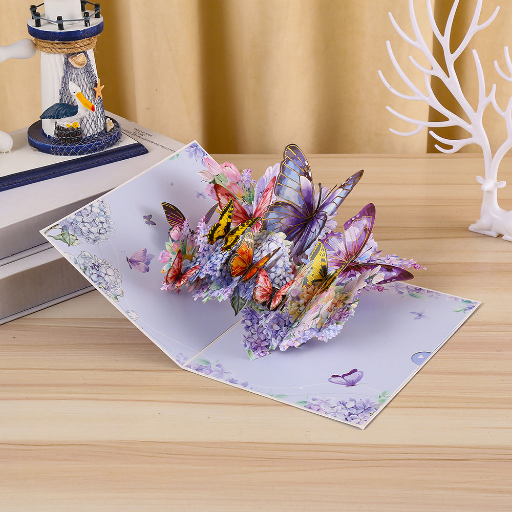 Blue and Purple Butterfly 3D Pop Up Greeting Card