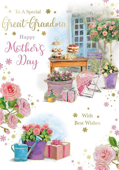 To A Special Great Grandma Garden Scene Design Mother's Day Card