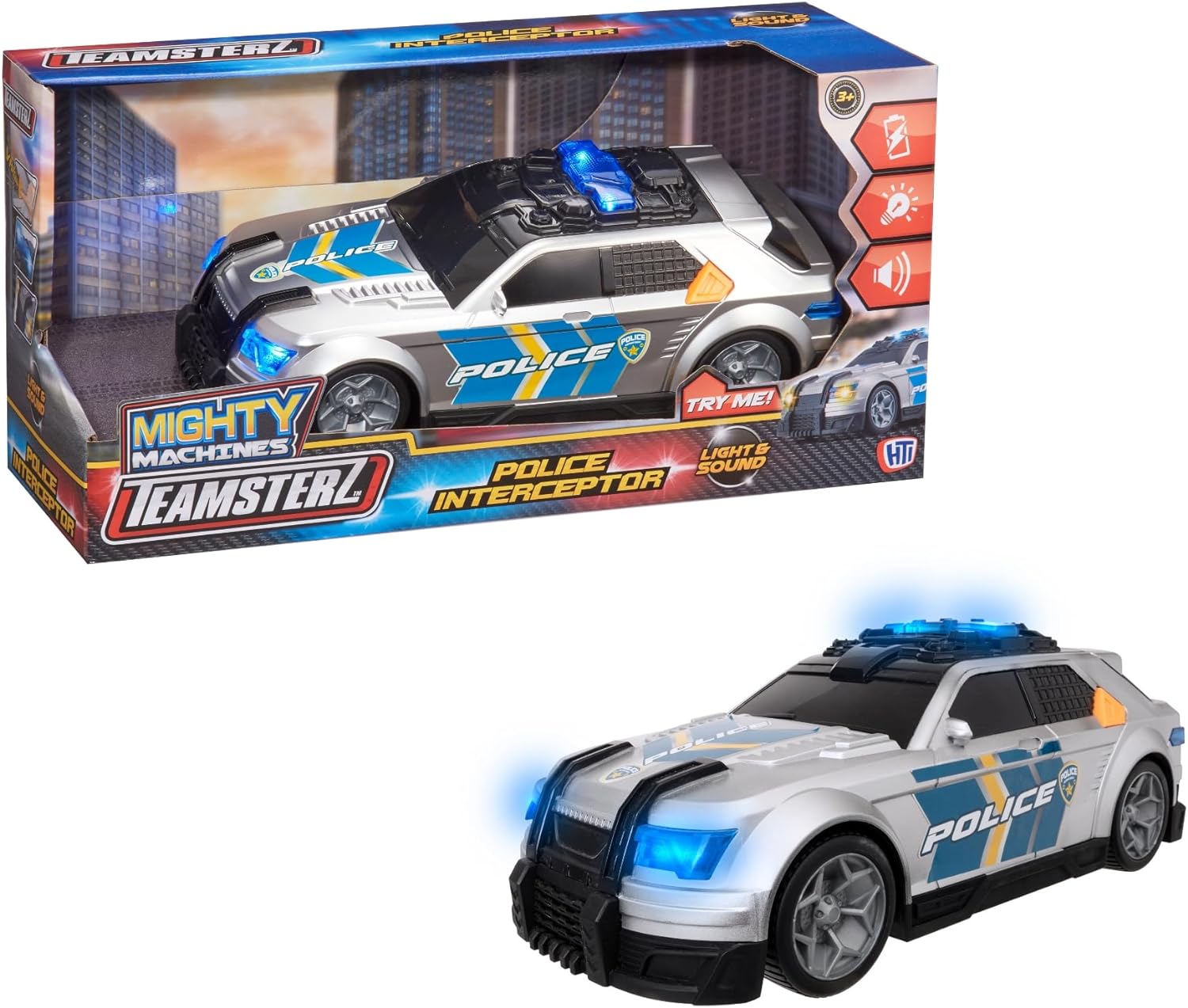 Teamsterz Mighty Medium Police Interceptor Realistic Lights & Siren So ...