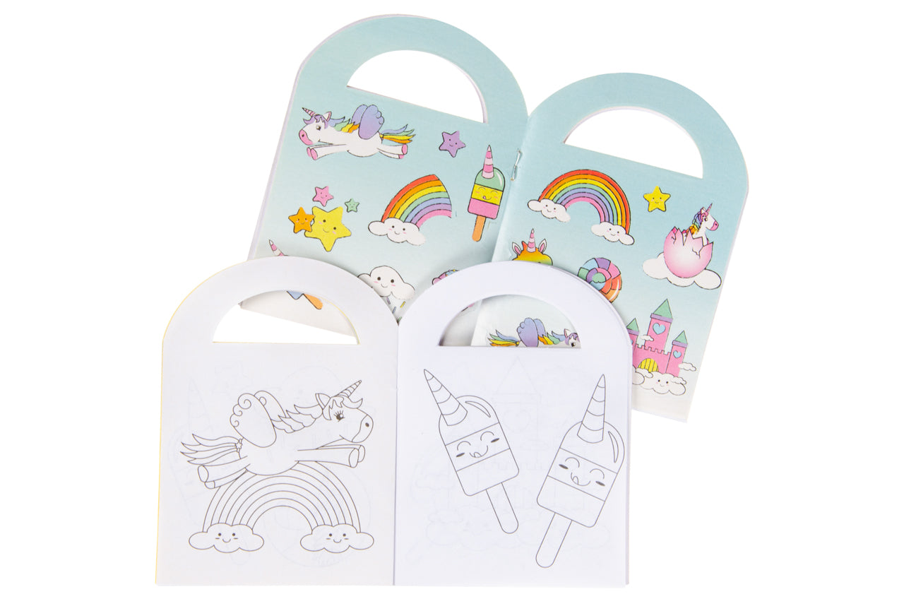 Pack of 48 Unicorn Coloring Mini Books with Stickers