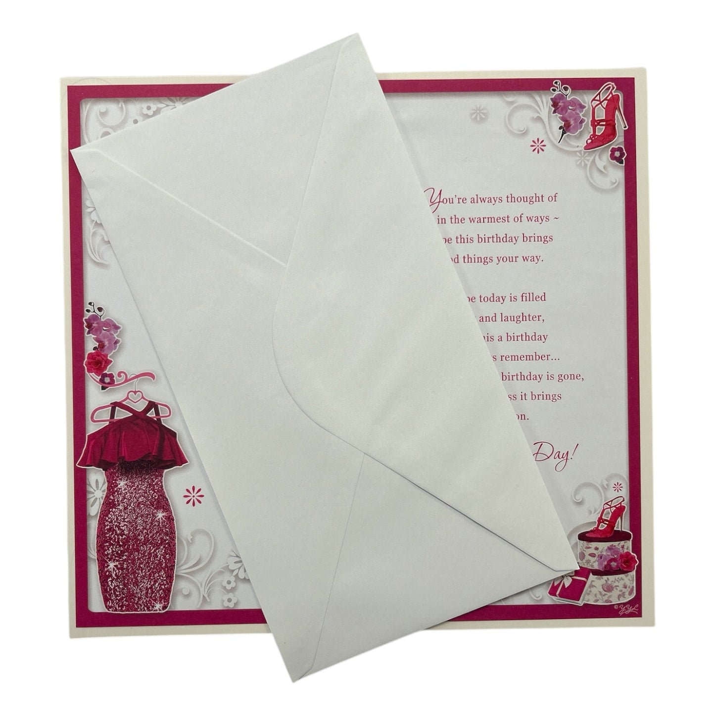 Age 21 Pink Dress and Sandals Design Floral Opacity Birthday Card