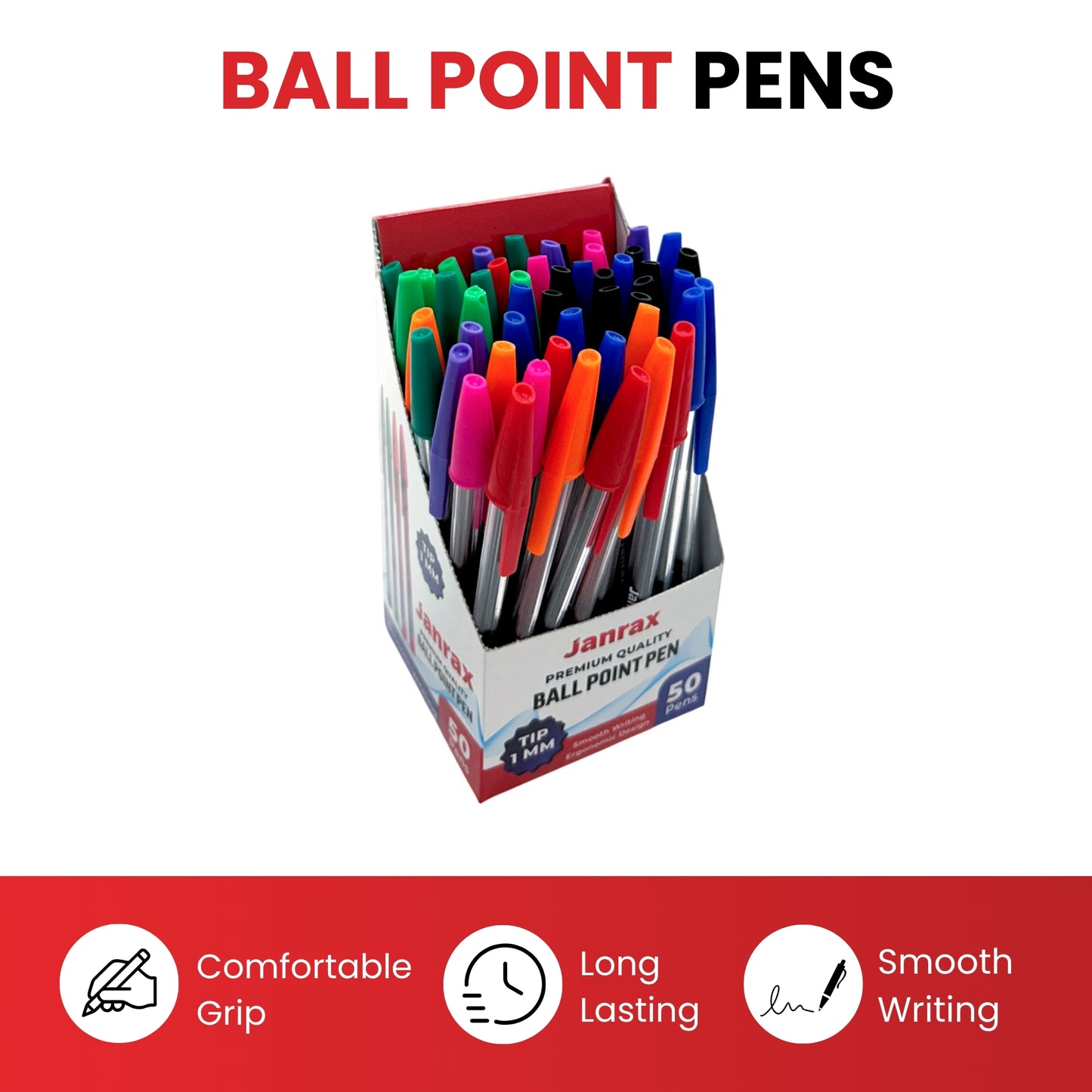 Box of 50 Green Ballpoint Pens Smooth Glide by Janrax