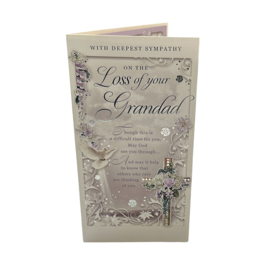 On The Loss of Your Grandad Religious Cross Design Sympathy Opacity Card