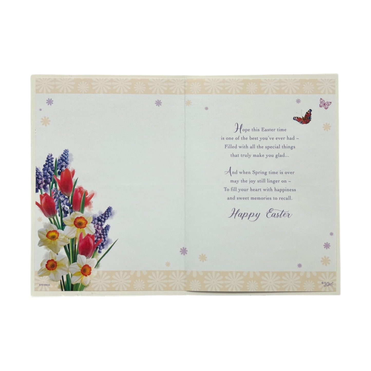 Easter Wishes Floral And Butterflies Design Greeting Card