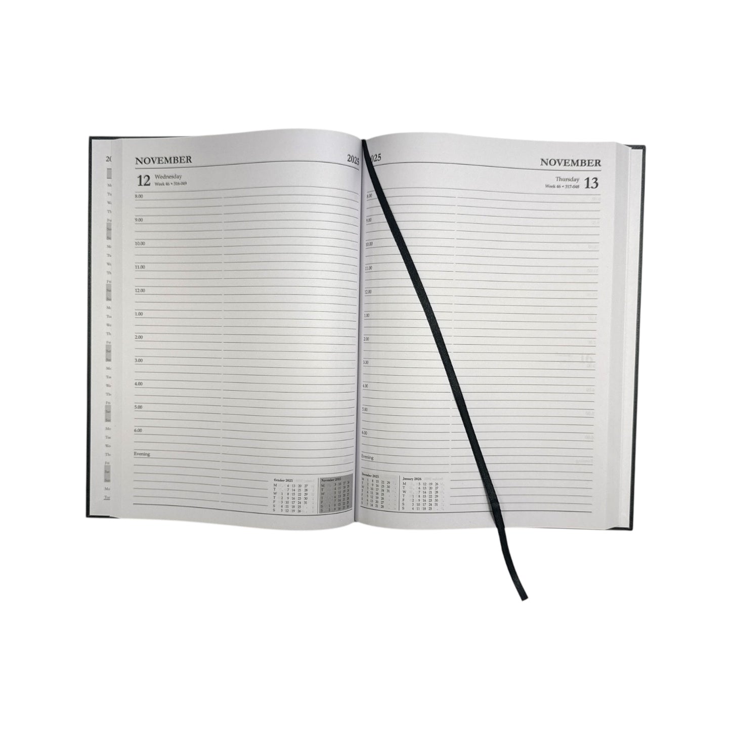 Janrax 2025-2026 A4 Day Per Page Black Academic Diary