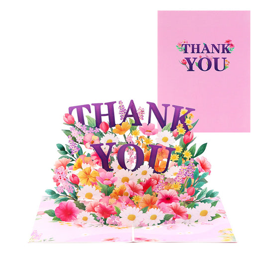 Pink & Purple Grateful Blooms 3D Pop Up Thank You Card