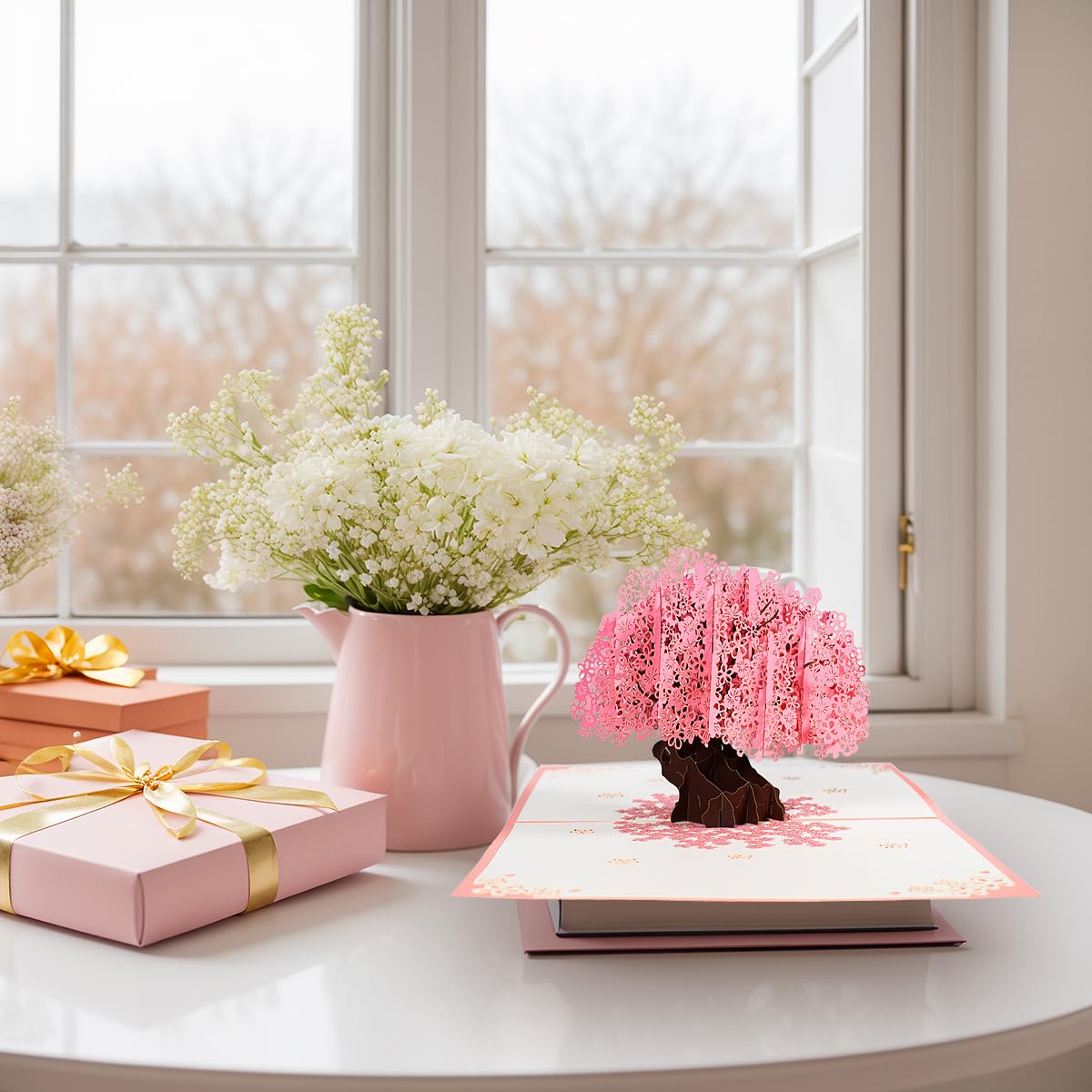 Cherry Blossoms Tree 3D Pop Up Greeting Card - Valentine's Day Anniversary Birthday