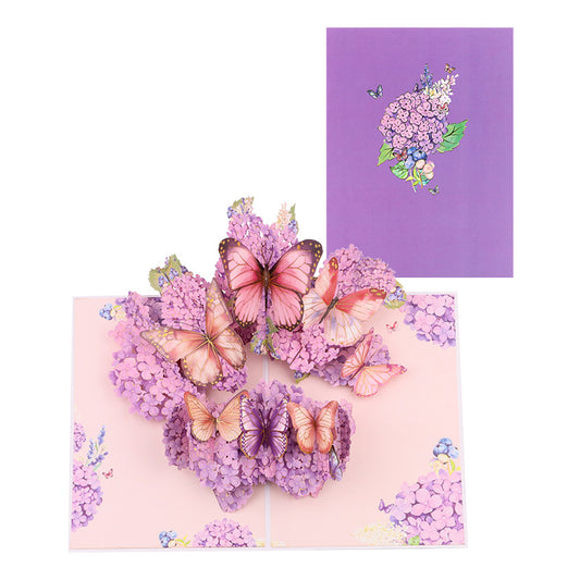 Flower & Butterfly Purple 3D Pop Up Greeting Card