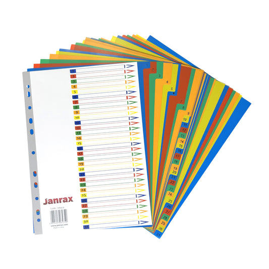 A4 31 Part Polypropylene Dividers with Reinforced Index Cover