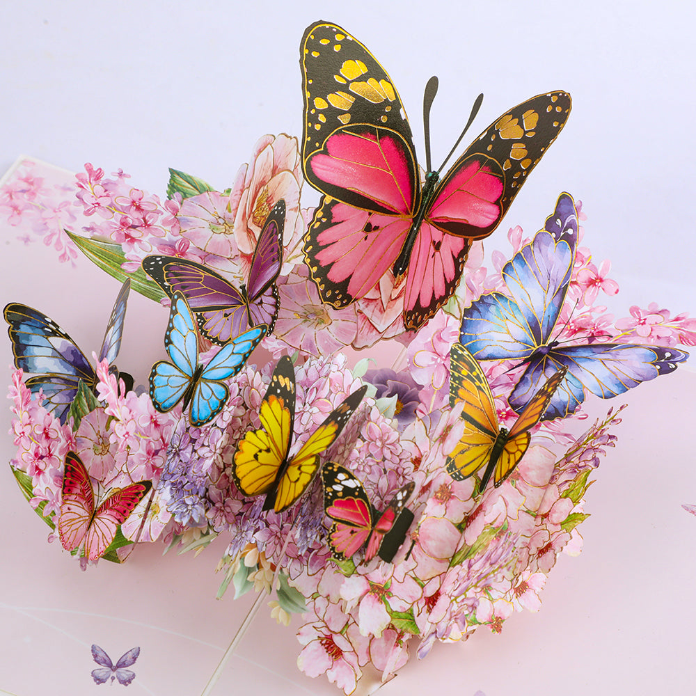 Pink Butterfly 3D Pop Up Greeting Card