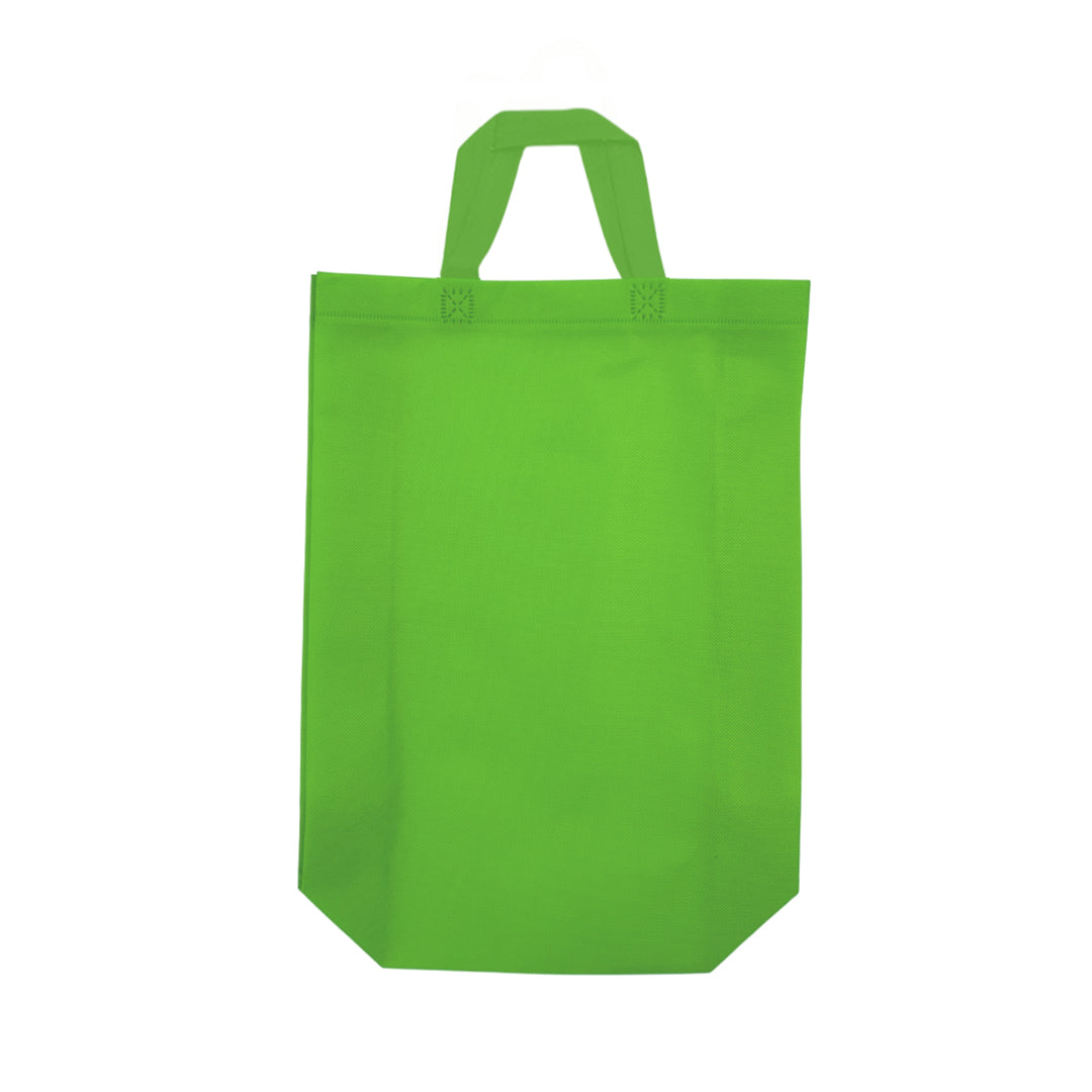 Pack of 100 Light Green Coloured 35x41x12cm Non-Woven Bags with Handle