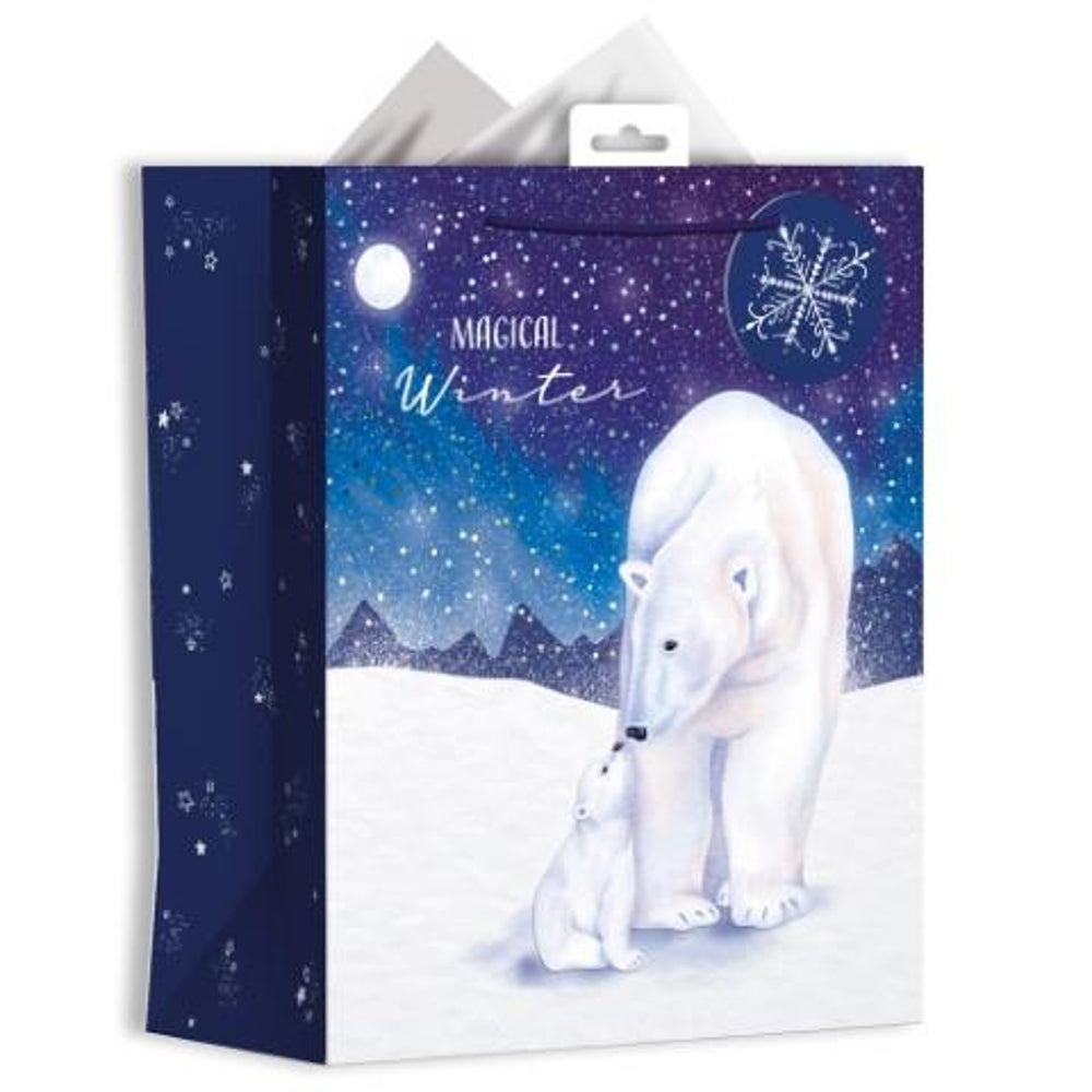 Pack of 12 Polar Bear Design Large Christmas Gift Bags