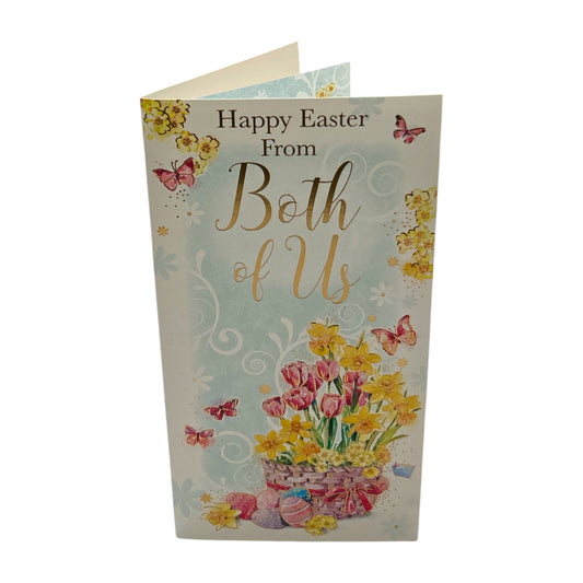 From Both Of Us Basket of Flowers and Eggs Design Easter Card