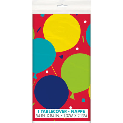 Balloon Party Birthday Rectangular Plastic Table Cover, 54