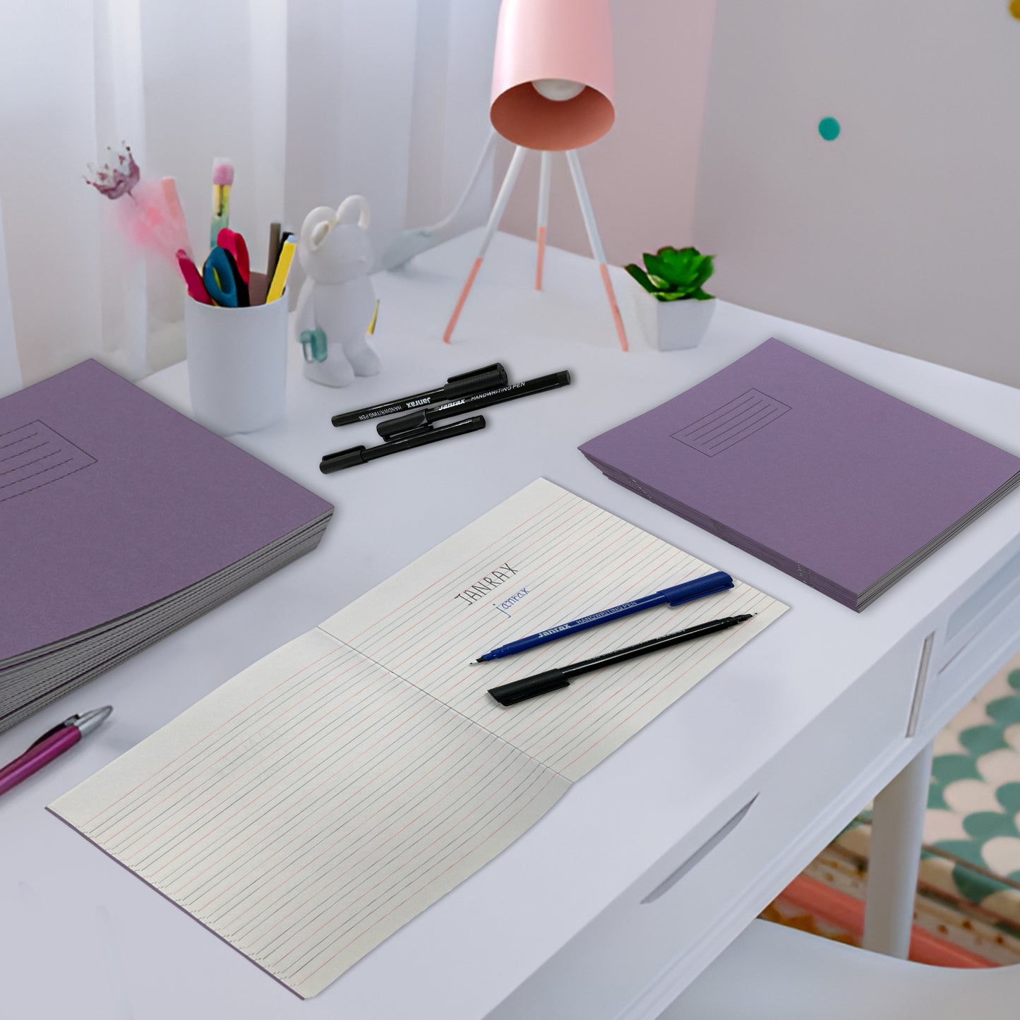 Set of 12 165x200mm Handwriting Books with 12 Blue Handwriting Pens