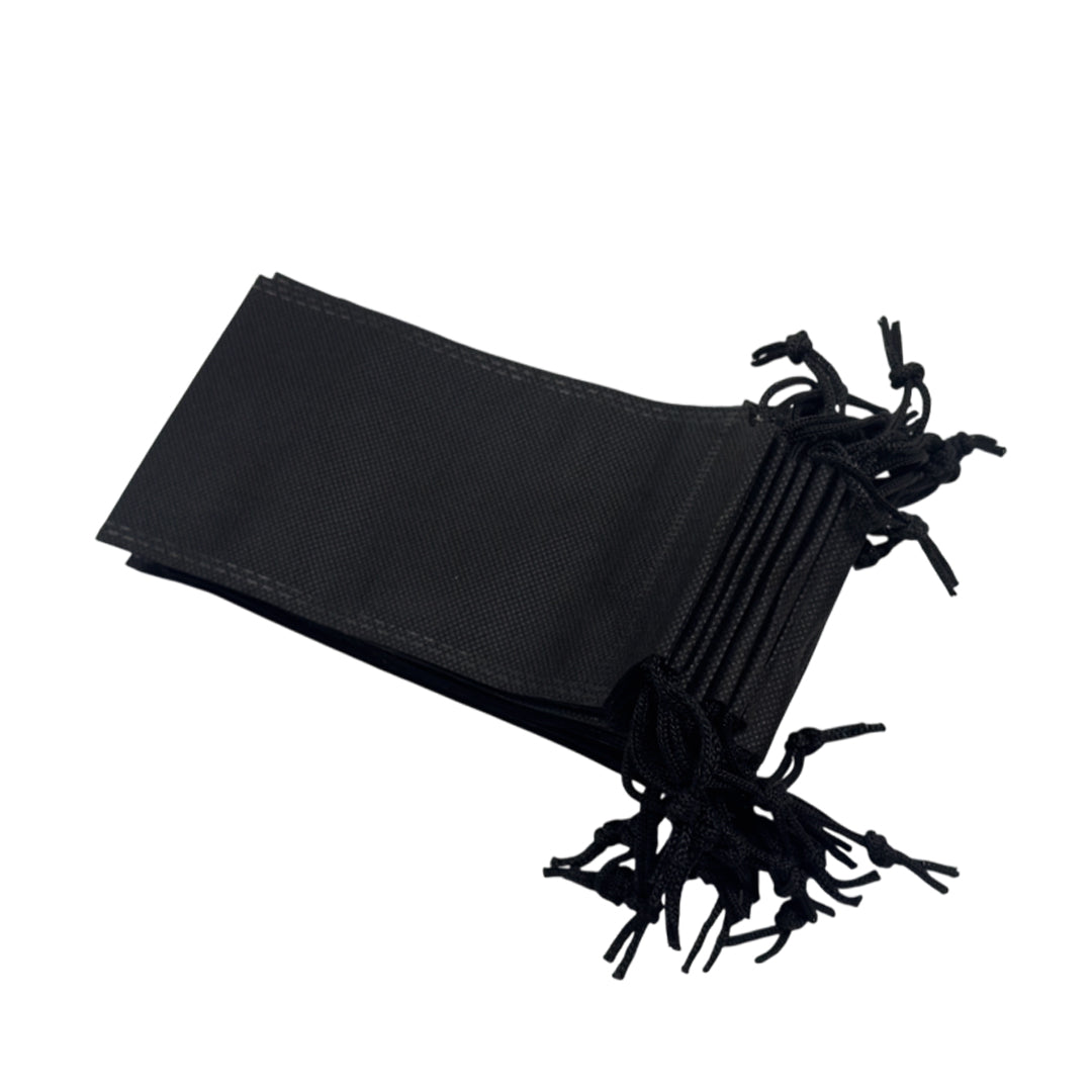 Pack of 100 Black Coloured 19x10cm Non-Woven Drawstring Bags
