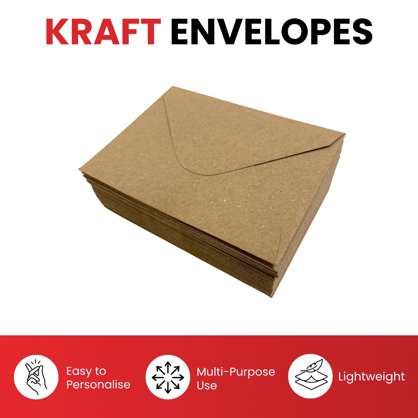 Pack of 50 Eco Kraft Recycled 110gsm 114x162mm–C6 Gummed Envelopes
