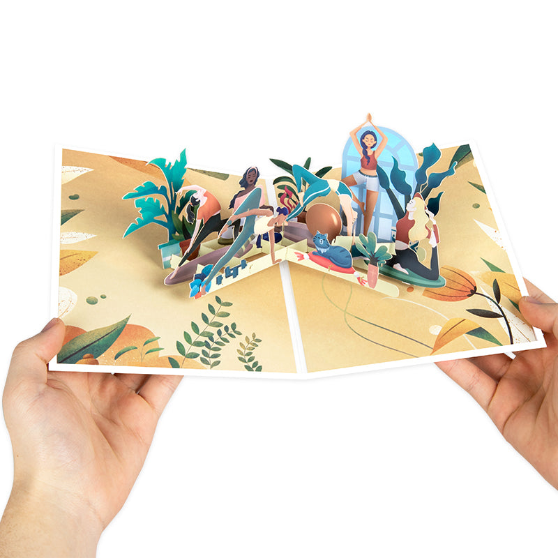 Breathe & Balance 3D Pop Up Yoga Studio Scene Greeting Card