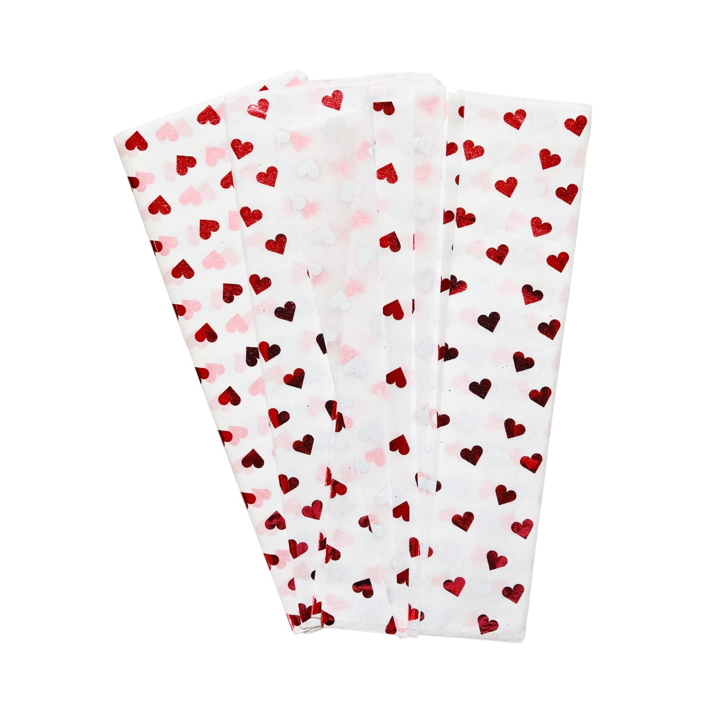 Pack of 10 Valentine Hearts Red Luxury Metallic Plastic-Free 18gsm Tissue Paper Sheets 50x70cm - Patterned Tissue Paper for Xmas, New Year, Party, Wedding, Birthday Packing Present Gift Box DIY Art Crafts