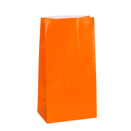 Pack of 12 Orange Paper Party Bags