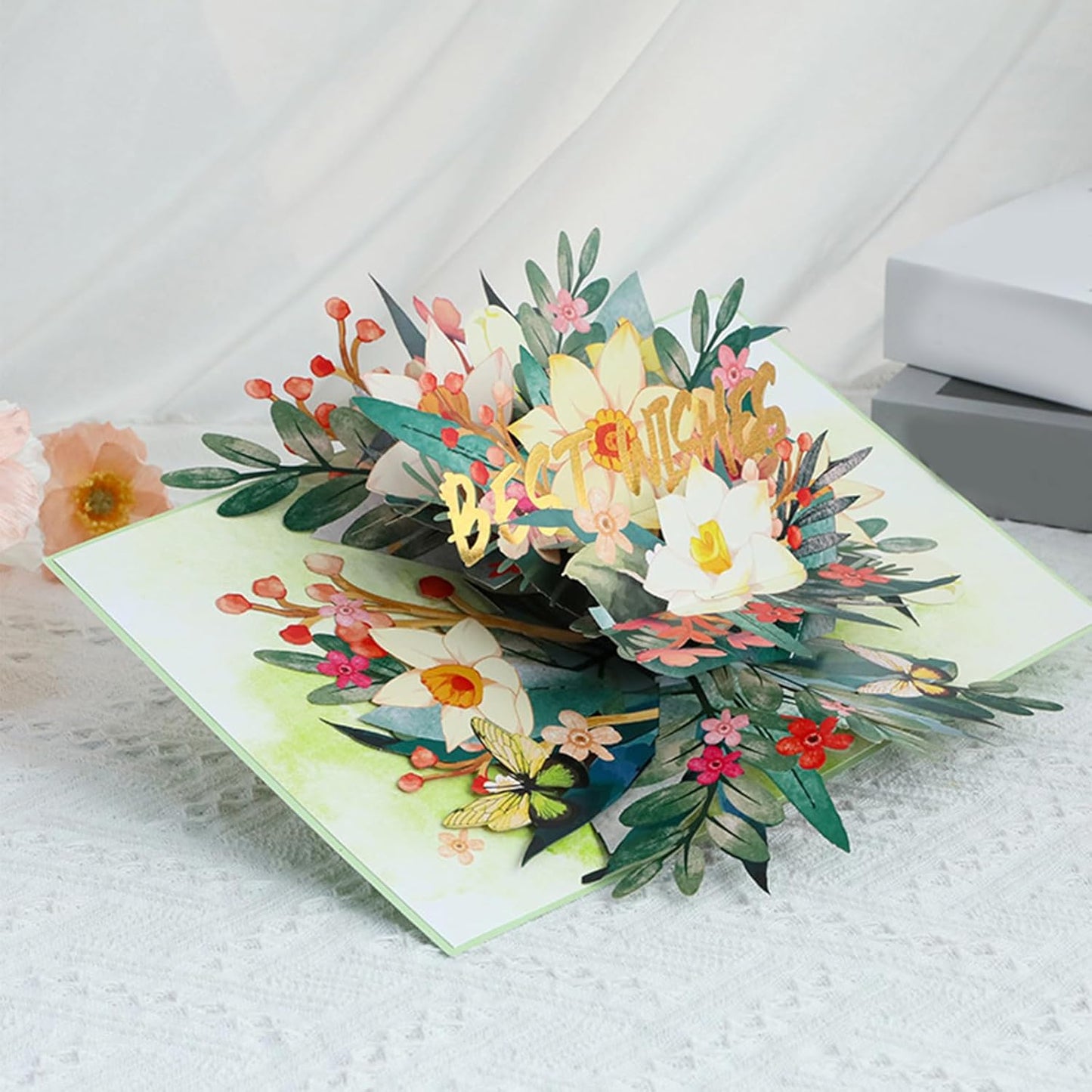 Lily Bloom Green 3D Pop Up Greeting Card