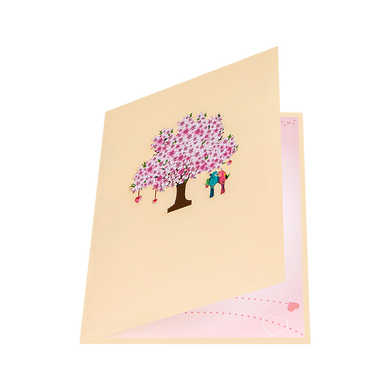 Lovebirds in Romantic Tree Scene Pop Up Card