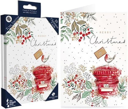 Pack of 10 Luxury Post Box Design Christmas Cards