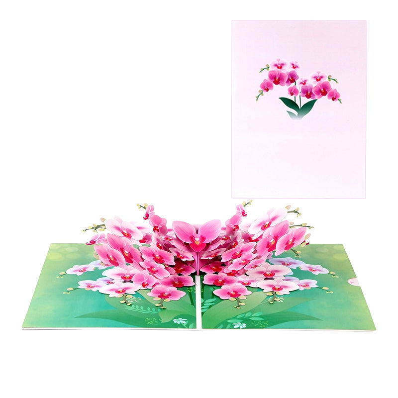 Orchid Elegance Floral 3D Pop Up Greeting Card