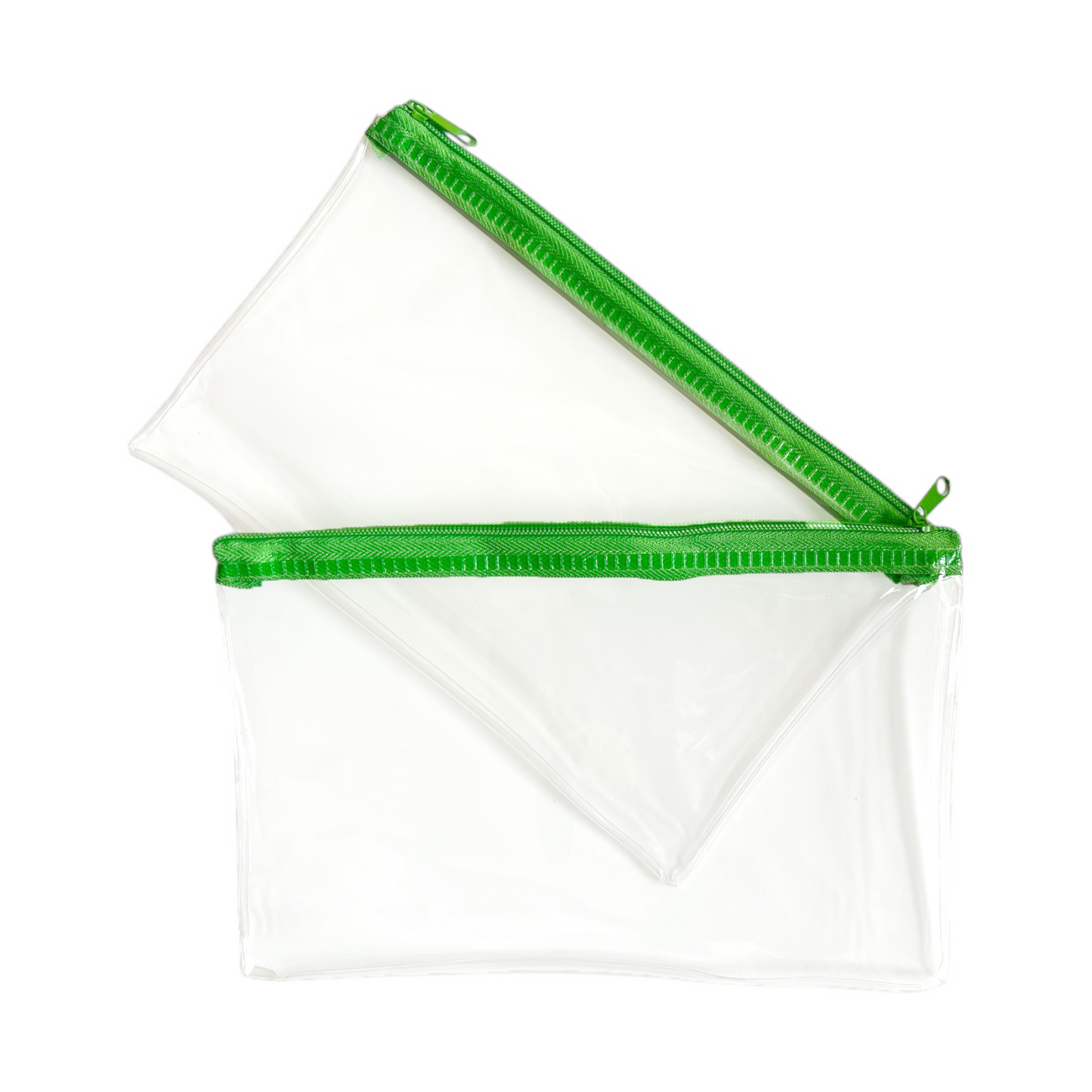Pack of 2 Janrax 8x5" Green Zip Clear Exam Pencil Cases