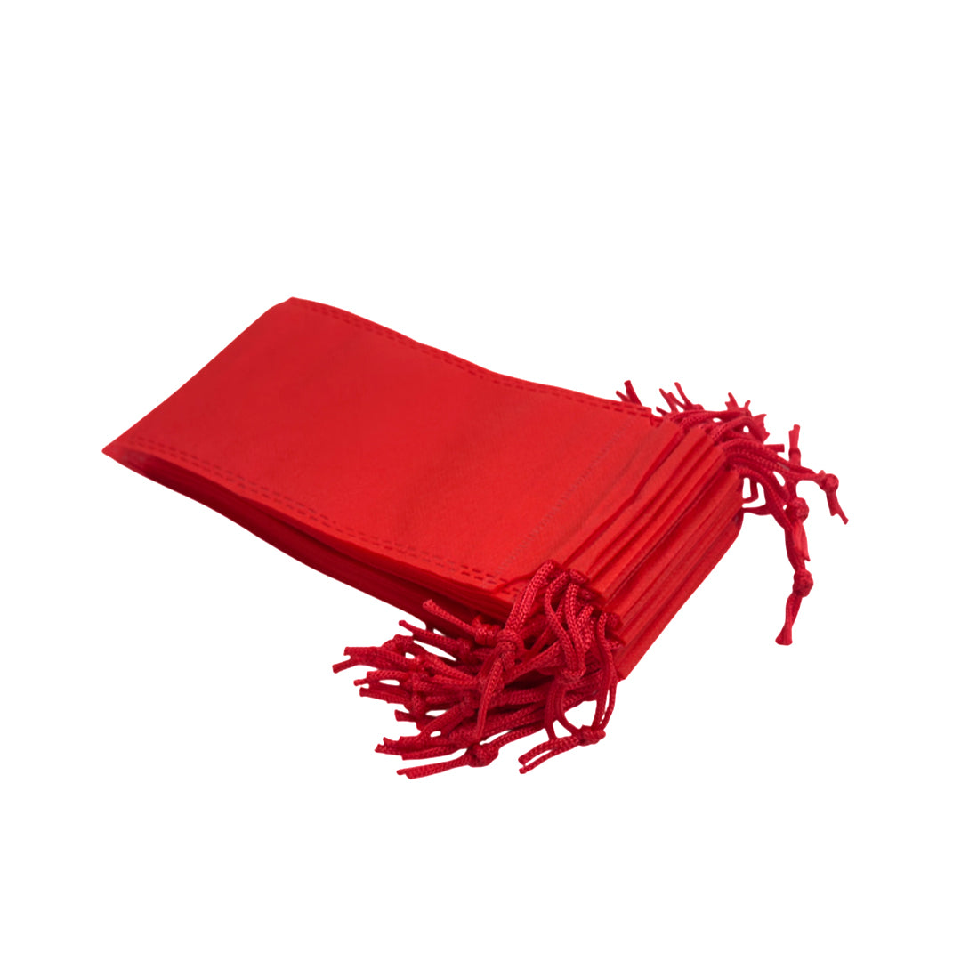Pack of 25 Red Coloured 19x10cm Non-Woven Drawstring Bags