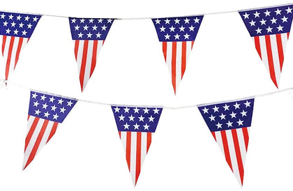 USA Triangle Bunting 10m with 20 Flags