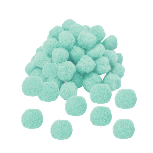 Pack of 50 Mint Pom Poms 1.5cm – Soft Fluffy Craft Balls