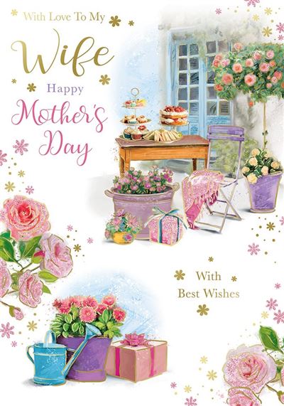 To My Wife Garden Scene Design Mother's Day Card