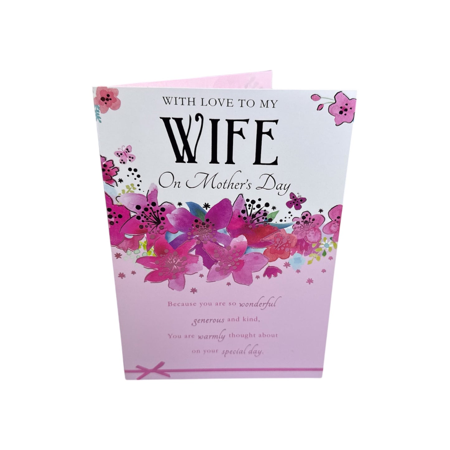 With Love To My Wife Pink Flowers Design Mother's Day Card